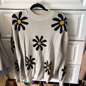 Floral Patterned Cream Sweater